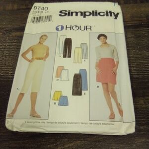 Simplicity Sewing Pattern 8740 Women's Pants Shorts Skirts Size Large to XL
